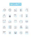 Security vector line icons set. Protection, Safeguard, Armor, Shield, Fortress, Fortify, Barricade illustration outline