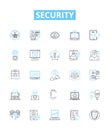 Security vector line icons set. Protection, Safeguard, Armor, Shield, Fortress, Fortify, Barricade illustration outline