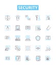 Security vector line icons set. Protection, Safeguard, Armor, Shield, Fortress, Fortify, Barricade illustration outline