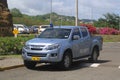 Security vehicle in front of Maurice Bishop International Airport in Grenada Royalty Free Stock Photo