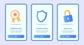 Security verified account protection guard secure lock for mobile apps template banner page UI with three variations