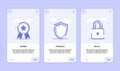 Security verified protection secure onboarding screen for mobile apps template banner page UI with three variations