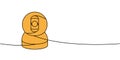Security video camera one line colored continuous drawing. Security surveillance system. Vector illustration