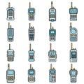 Security walkie talkie icons set vector color Royalty Free Stock Photo