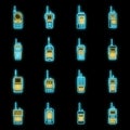 Security walkie talkie icons set vector neon Royalty Free Stock Photo