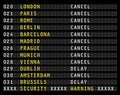 Security warning on airport information display