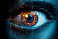 Security woman vision digital concept green technology futuristic eye focus display system blue sensor human science Royalty Free Stock Photo