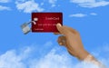 Security of your financial information in the cloud is the subject of this illustration of a credit card with padlock in the sky