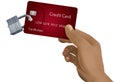 Security of your financial information in the cloud is the subject of this illustration of a credit card with padlock in the sky