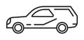 Sedan car icon vector in fine line style. A minivan with a trunk for family, work