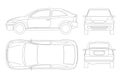 Sedan Car in lines. Isolated car, template for car branding and advertising. Royalty Free Stock Photo