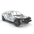 Sedan without cover on white. 3D illustration