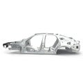 Sedan without cover on white. Side view. 3D illustration