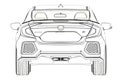 Sedan Honda Civic 2017 graphic Sketch. 3D Illustration.