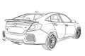 Sedan Honda Civic 2017 graphic Sketch. 3D Illustration. Royalty Free Stock Photo