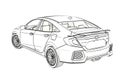 Sedan Honda Civic 2017 graphic Sketch. 3D Illustration. Royalty Free Stock Photo