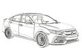 Sedan Honda Civic 2017 graphic Sketch. 3D Illustration. Royalty Free Stock Photo