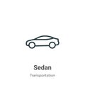 Sedan outline vector icon. Thin line black sedan icon, flat vector simple element illustration from editable transportation