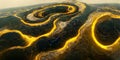 Sedate marco black and gold gold in turbulence pattern in agate.