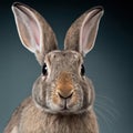 Sedate closeup portrait lovely whisker easter Havana rabbit in studio. Royalty Free Stock Photo