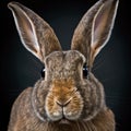 Sedate closeup portrait lovely whisker easter Havana rabbit in studio. Royalty Free Stock Photo