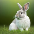 Sedate easter Himalaya rabbit portrait full body sitting in green field