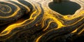 Sedate marco black and gold gold in turbulence pattern in agate. Royalty Free Stock Photo