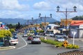 Waihi, New Zealand. Banners and decorative lampposts