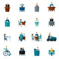 Sedentary Icons Flat