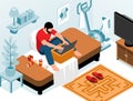 Sedentary Lifestyle Isometric Composition