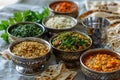 Seder dinner table with decorations, wine and food. Traditional Jewish kosher meals