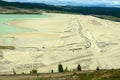 Sediment on the edge of a tailings pond at a copper mine near Ashcroft, British Columbia, Canada