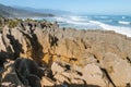 Sediment rock formation at the Pancake Rocks, New Zealand Royalty Free Stock Photo