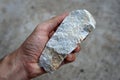 A sedimentary chert rock in the hand