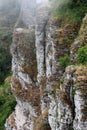 Sedimentary clifftop, in the fog