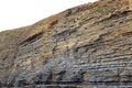 Sedimentary rocks in layers-stratum, strata. Geology. Royalty Free Stock Photo