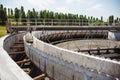 Sedimentation round tank in modern sewage or wastewater treatment plant