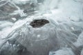 Sediments inside small iceberg in black sand diamond beach, Iceland Royalty Free Stock Photo