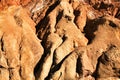 Sediments, rock formations and mineral streaks in an old abandoned quarry