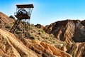 Sediments, rock formations and mineral streaks in an old abandoned quarry