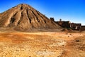 Sediments, rock formations and mineral streaks in an old abandoned quarry