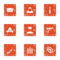 Sedition icons set, grunge style