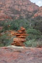 Stones rocks balancing in harmony with tranquil landscape.