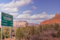 Sedona,Arizona, road sign with red rock mountain landscape Royalty Free Stock Photo