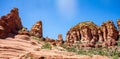 Sedona Arizona USA. Red orange color rock formations, blue sky, sunny spring day Royalty Free Stock Photo