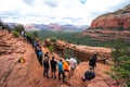 Sedona, Arizona, USA - 25.June 2019 - Devil`s bridge trail in Sedona is a very popular hike for everybody. Beautiful scenery and Royalty Free Stock Photo