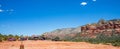 Sedona Arizona USA. Red orange color rock formations, blue sky, sunny spring day Royalty Free Stock Photo