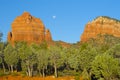 Sedona,AZ rock formation with full moon Royalty Free Stock Photo