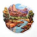Sedona Inkscape River Sticker - Surreal 3d Landscapes With Vibrant Colors
