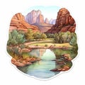 Sedona River Valley Sticker - Realistic Anamorphic Art